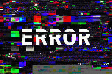 ERROR message text on glitch screen background, computer generated illustrationの写真素材