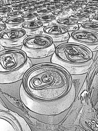Beer can pattern, illustration with pencil drawing effectの写真素材
