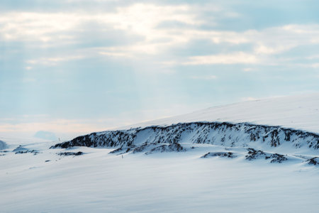 Winter landscape, hills covered in white snow. Zlatibor region, Serbia.