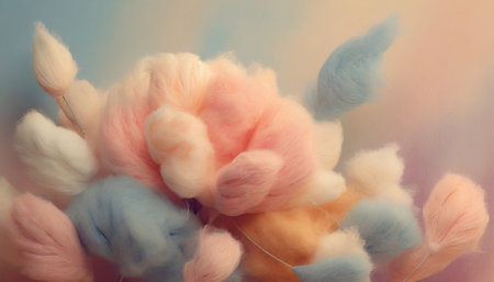 Colorful soft fluffy cotton plant, generative ai illustrationの素材