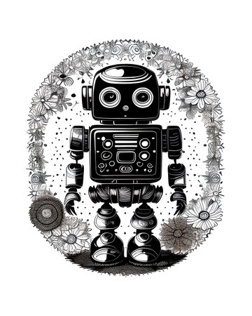 Robot and artificial intelligence concept, generative ai illustrationの素材