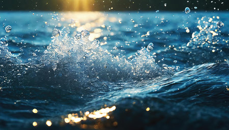 Ocean water splashing, generative AI illustrationの素材