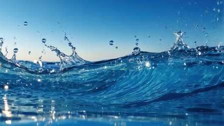 Ocean water splashing, generative AI illustrationの素材