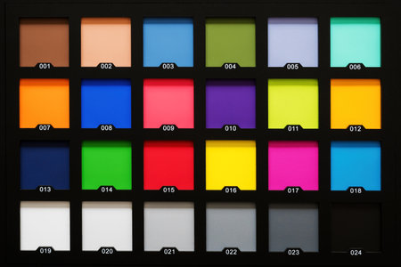 Color checker passport used for white balance and accurate color calibration by photographers, top...