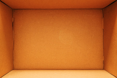 Empty cardboard box as copy space, top view