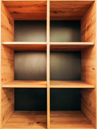 Empty bookshelf as mockup copy space and backgroundの写真素材