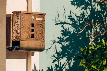 Old rusty mailbox or letterbox, selective focus