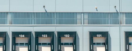 Industrial warehouse building, distribution centers logistics facilities for goods storage,...