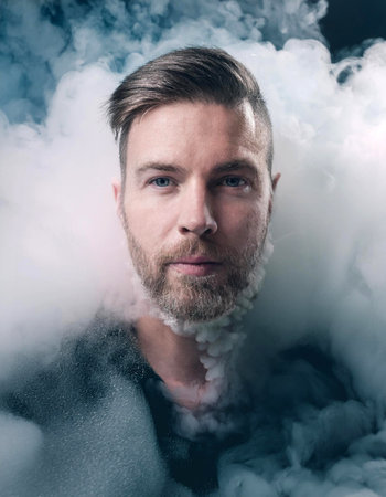 Portrait of adult caucasian male in clouds, generative aiの素材