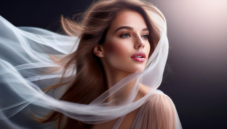 Beauty portrait, beautiful woman looking at camera, generative aiの素材