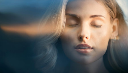 Dreamy portrait of beautiful adult woman, generative aiの素材