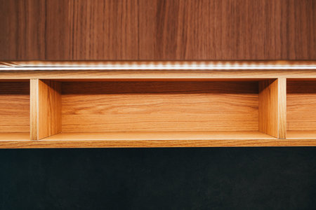 Modern luxury kitchen cabinet fronts made of oak wood veneer as design texture and backgroundの写真素材