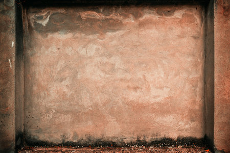 Grunge texture of weathered concrete wall surface showing aged marks, ideal for copy space or design backdrop. Horizontal image.の写真素材