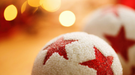 Christmas holiday season background, decoration and twinkling light in bokeh, selective focusの写真素材