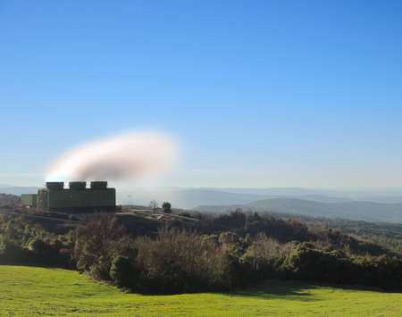 Geothermal energy  A power station for sustainable  Larderello, Tuscany, Italyの写真素材