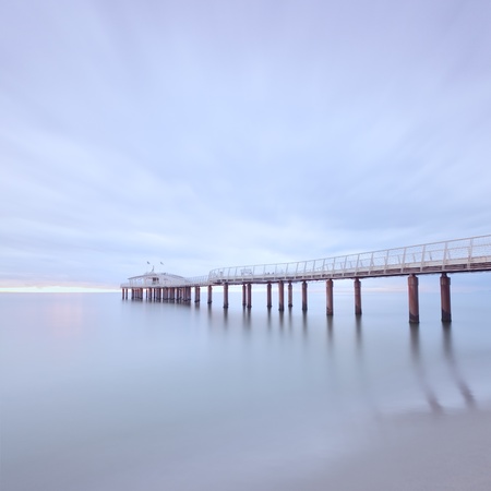 Pier soft water long exposure photography Lido di Camaiore, Versilia, Tuscany, Italy, Europe