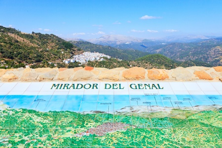 Scenic view of Mirador del Genal. Typical landscape of Andalusia near white village of Algatocin. Spain, Europe.の写真素材