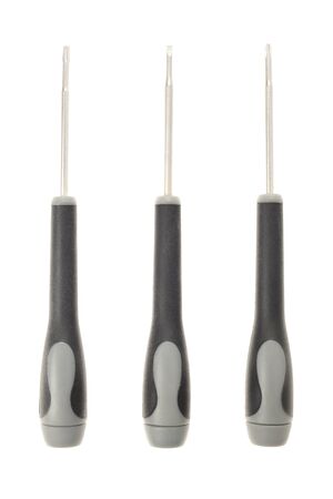 Three Screwdrivers types  Plastic and chrome vanadium torx, slot and cross screwdrivers isolated on white background の写真素材