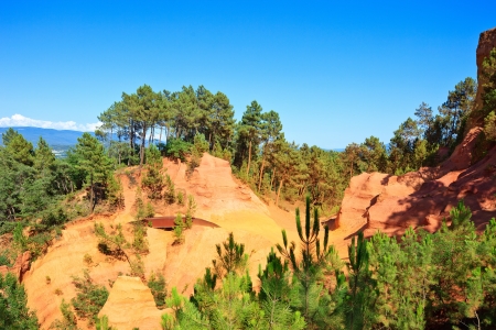 Les Ocres du Roussillon, ochrers red rock formation footpath  Luberon Natural Regional Park,...