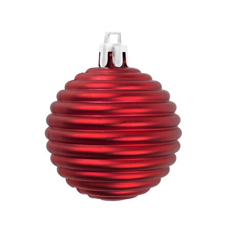 Christmas ball red decoration ball isolated on white background  Matte surface finish の写真素材