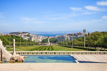 Lisbon landmark, aerial view of praca or square Marques de Pombal  Portugal, Europe の写真素材