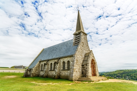 Church Notre Dame de la Garde chapel, Etretat village, Normandy, France, Europe 
