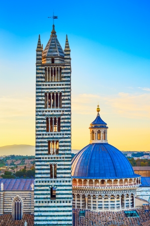 Siena aerial sunset view  Cathedral Duomo and Campanile tower landmark  Tuscany, Italy の写真素材