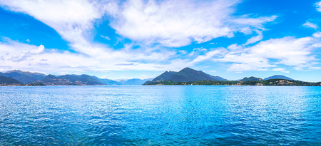 Maggiore lake panoramic view from Arona. Piedmont Italy Europeの写真素材