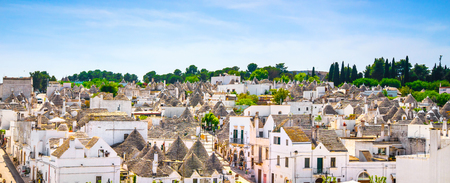 Trulli of Alberobello typical houses panoramic view. Apulia, Italy. Europe.の写真素材