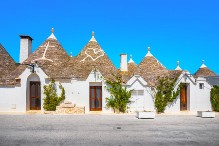 Trulli of Alberobello typical houses street view. Apulia, Italy. Europe.の写真素材