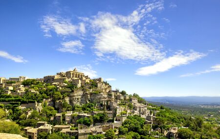 Gordes Medieval Village built on a rock hill in Luberon, Provence Cote Azur Region, France.の写真素材
