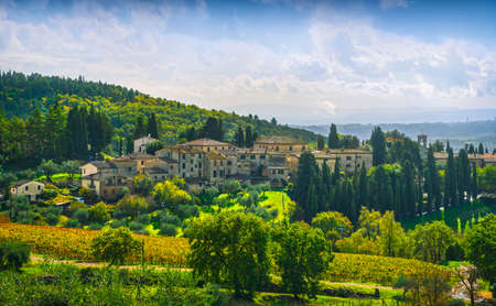 Fonterutoli village in autumn. Castellina in Chianti. Tuscany, Italy. Europe.の写真素材