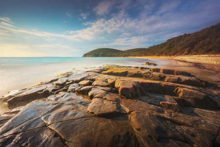 Cala Violina bay beach in Maremma, Tuscany. Travel destination in Mediterranean sea. Italy, Europe. Long Exposure Photographyの写真素材
