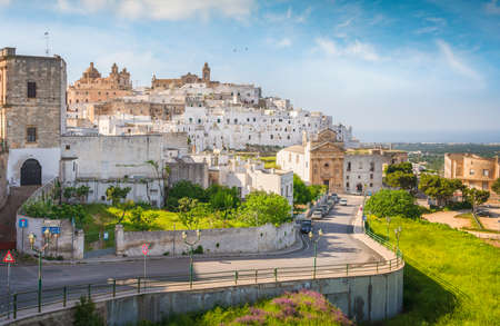 Ostuni white town skyline, Brindisi, Apulia southern Italy. Europe.の写真素材