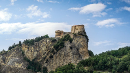 Fortress of San Leo or Rocca di San Leo, province of Rimini, Emilia Romagna region, Italyの写真素材