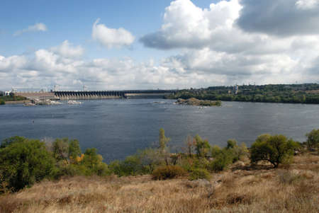 General view on hydroelectric power plantの写真素材