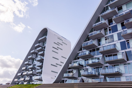 The Wave in Vejle, futuristic homes by the architect Hening Larsen, Vejle, Denmark - Mars 18, 2017