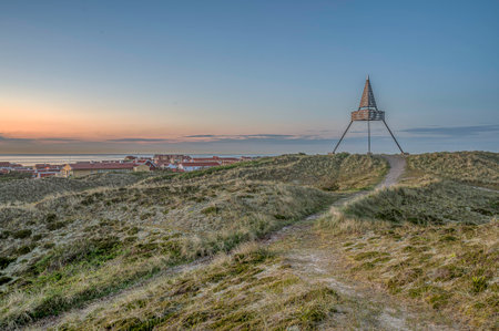 Pathway in the dunes up to the sea mark above old Skagen, Denmark, May 30, 2024