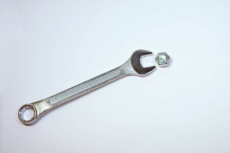 Wrench with nut and boltの写真素材