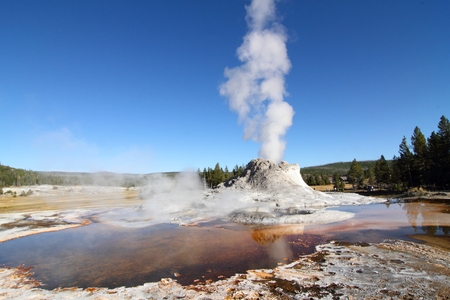 Castle Geyser in Yellowstone National Park in Wyomingのeditorial素材