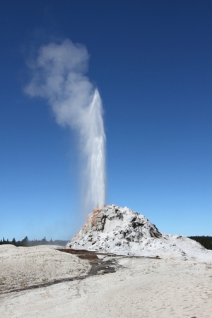 White Dome Geyser in Yellowstone National Park in Wyomingの写真素材