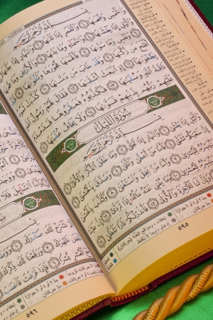 The Koran (Quran) is the Islamic sacred book, believed to be the word of God as dictated to Muhammad by the archangel Gabriel and written down in Arabic. The Koran consists of 114 units of varying lengths, known as suras; the first sura is said as part ofのeditorial素材