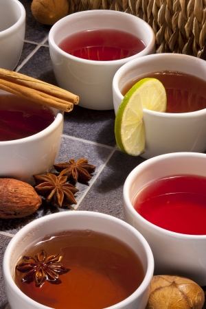 Herbal teas can be made with fresh or dried flowers, leaves, seeds or roots, generally by pouring boiling water over the plant parts and letting them steep for a few minutes  Seeds and roots can also be boiled on a stove  The tisane is then strained, sweeの写真素材