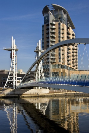 The Millennium Bridge at Salford Quays in Greater Manchester in North West Englandのeditorial素材