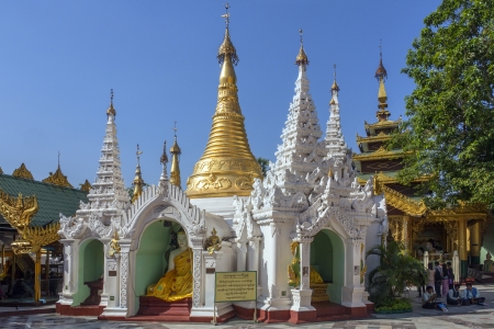 Temples in the Shwedagon Pagoda complex in Yangon in Myanmar - Burmaのeditorial素材