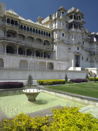 City Palace - Rajya Angan Chowk - in the city of Udaipur in Rajasthan in western India のeditorial素材