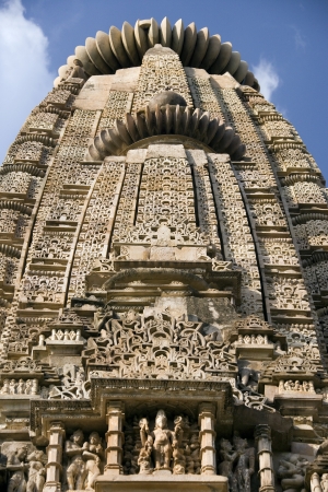 Kandariya Mahadev Hindu Temple at Khajuraho in the Madhya Pradesh region of India  The complex of temples at Khajuraho are famous for their erotic sculptures and are a の写真素材