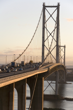 The Forth Road Bridge across the Firth of Forth near Edinburgh in Scotland  UK   Viewed from North...
