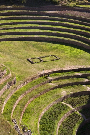 Ancient Inca terraces at Moray near Urubamba in Peru の写真素材