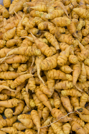 Mashua is a staple vegetable grown in South America  Photographed on a market stall in Peru の写真素材